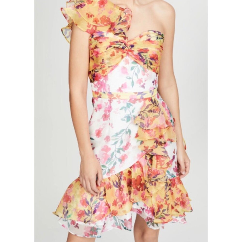 Marchesa Notte Ombre Sequin One-Shoulder Flutter Dress Size 6 Retails $895